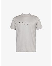 Emporio Armani - Logo Text-print Regular-fit Woven T-shirt - Lyst