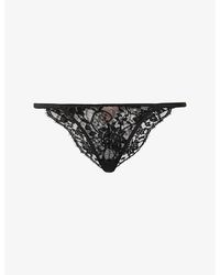Coco De Mer - Hera Floral-embroidered Mid-rise Stretch-lace Briefs X - Lyst