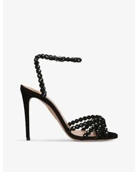 Aquazzura - Tequila 105 Crystal-Embellished Leather Heeled Sandals - Lyst