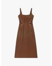 Maje - Square-Neck Cut-Out Linen Maxi Dress - Lyst