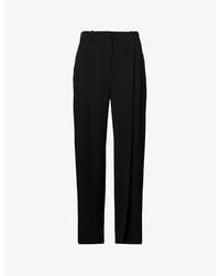 Victoria Beckham - Pleated Mid-rise Straight-leg Stretch-woven Trousers - Lyst