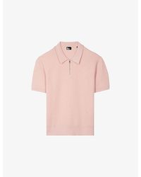 The Kooples - Zipped-Neck Short-Sleeve Knitted Polo - Lyst
