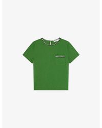 LK Bennett - Vita Contrast-Trim Cotton-Jersey T-Shirt - Lyst