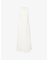 ME+EM - Textured Bias-Cut Cotton And Linen Blend Maxi Dress - Lyst