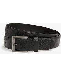 Reiss - Albany Croc-effect Leather Buckle Belt - Lyst