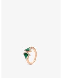 BVLGARI - Divas' Dream 18Ct, Malachite, And 0.17Ct Round Brilliant-Cut Diamond Ring - Lyst