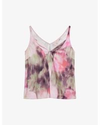 Ted Baker - Nethiia Floral-print V-neck Woven Cami Top - Lyst