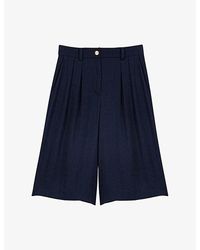Maje - Wide High-Rise Linen-Blend Bermuda Shorts - Lyst
