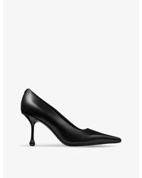 Jimmy Choo - Ixia 80 Logo-Embellished Leather Heeled Courts - Lyst
