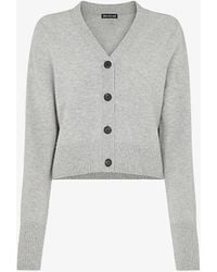 Whistles - V-neck Cropped Wool Cardigan - Lyst
