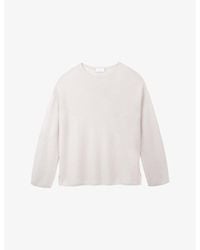 The White Company - Textured-Stitch Slash-Neck Wool And Cashmere-Blend Jumper - Lyst