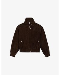 Reiss - Cara Funnel-Neck Suede Bomber Jacket - Lyst