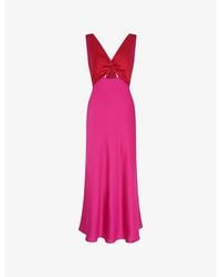 OMNES - Maggy V-Neck Satin Midi Dress - Lyst