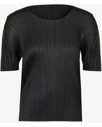 Pleats Please Issey Miyake - Basics Round Neck Pleats Knitted T-shirt - Lyst