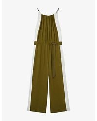 Reiss Inez Side-Stripe Woven Jumpsuit in Orange | Lyst