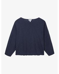 The White Company - Slash-Neck Batwing-Sleeve Cotton And Linen-Blend Jumper - Lyst