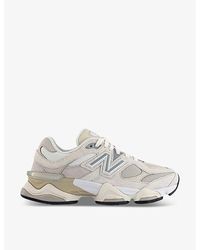 New Balance - 9060 Brand-Patch Leather And Mesh Low-Top Trainers - Lyst