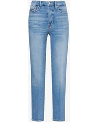GOOD AMERICAN - Good Classic Contrast-stitch Slim-leg High-rise Stretch-organic Denim Jeans - Lyst