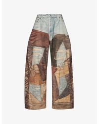 Acne Studios - Trompe-l'oeil Print Wide-leg Cotton Trousers - Lyst