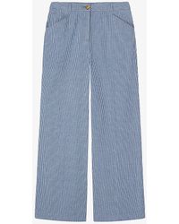 LK Bennett - Gene Stripe-pattern Wide-leg Mid-rise Stretch-woven Trousers - Lyst