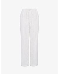 House Of Cb - Frankie Broderie-pattern Straight-leg Mid-rise Cotton Trouser - Lyst