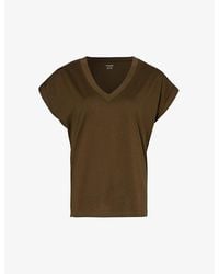 FRAME - Easy V-neck Short-sleeve Cotton-jersey T-shirt - Lyst