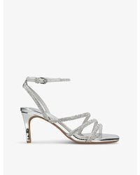 KG by Kurt Geiger - Savanna Low Crystal-Embellished Heeled Woven Sandals - Lyst