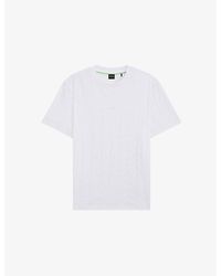BOSS - Jacquard-Pattern Relaxed-Fit Cotton-Jersey T-Shirt - Lyst