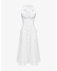 House Of Cb - Claudia Halterneck Stretch-Cotton Midi Dress - Lyst