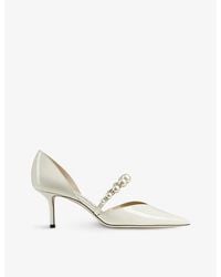 Jimmy Choo - Aurelie 65 Pearl-Embellished Patent-Leather Courts - Lyst