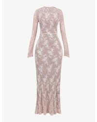 House Of Cb Delilah Floral Long Sleeve Lace Maxi Dress | Lyst
