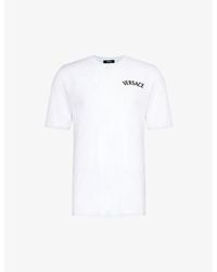 Versace - Logo-embroidered Crewneck Cotton-jersey T-shirt - Lyst