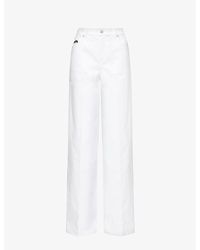Alexander McQueen - Brand-patch Wide-leg Mid-rise Stretch-denim Jeans - Lyst