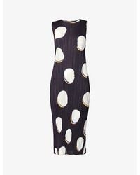 Pleats Please Issey Miyake - Abstract-pattern Round-neck Knitted Midi Dress - Lyst