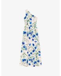 Ro&zo - Aubrey Floral One-Shoulder Stretch-Cotton Midi Dress - Lyst