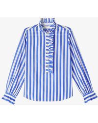 LK Bennett - Camille Striped Cotton And Silk-blend Shirt - Lyst