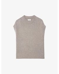 Zadig & Voltaire - Contrast-Edge Relaxed-Fit Sleeveless Wool And Cashmere-Blend Jumper - Lyst