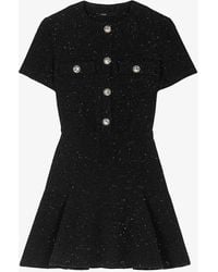 Maje - Round-neck Short-sleeved Tweed Mini Dress - Lyst