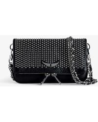 Zadig & Voltaire - Rock Nano Studded Leather Clutch Bag - Lyst