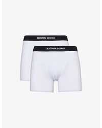 Björn Borg - Pack 2 Logo-waistband Pack Of Two Organic Stretch-cotton Boxers - Lyst