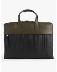 Paul Smith - Striped-panel Zipped Leather Document Bag - Lyst