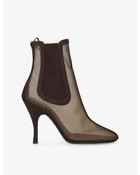 Alaïa - Semi-Sheer Mesh Heeled Ankle Boots - Lyst