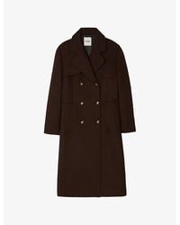 Sandro - Double-Breasted Patch-Pocket Stretch-Twill Coat - Lyst