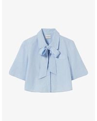 Claudie Pierlot - Checked Tie-Neck Cotton Shirt - Lyst