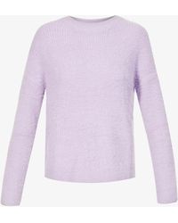 Amy Lynn Round-neck Fluffy Knitted Jumper - Purple