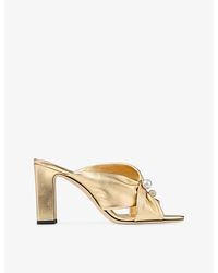 Jimmy Choo - Rafi 85 Metallic-Leather Heeled Mules - Lyst