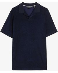 Ted Baker - Vy Sandbank Revere-collar Cotton-towelling Polo Shirt - Lyst