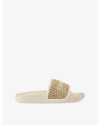 Carvela Kurt Geiger - Sorrento Straw-Weave Faux-Leather Slider Sandals - Lyst