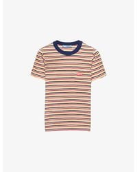 Prada - Logo-Patch Striped Cotton-Lisle T-Shirt - Lyst