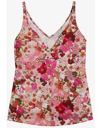 Ted Baker - V-neck Graphic-print Woven Top - Lyst